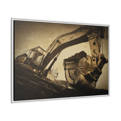 Reaching for Rocks Excavator  | Photo Art on Framed Canvas
