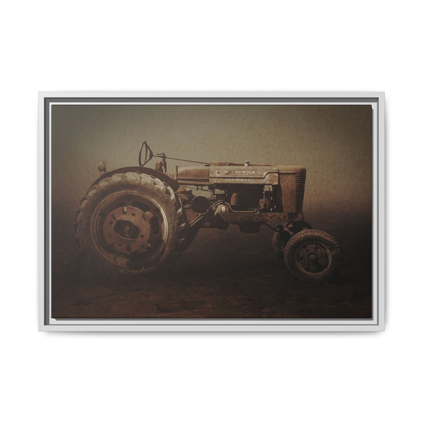 Weathered Vintage Farmall Tractor | Framed Wall Art on Stretched Canvas