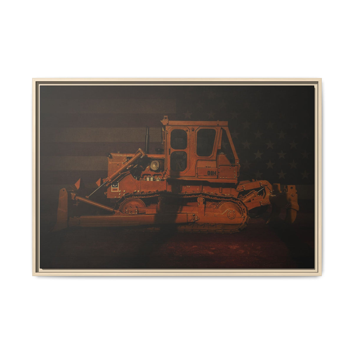 Patriotic D8H Classic Dozer | Framed Wall Art on Stretched Canvas