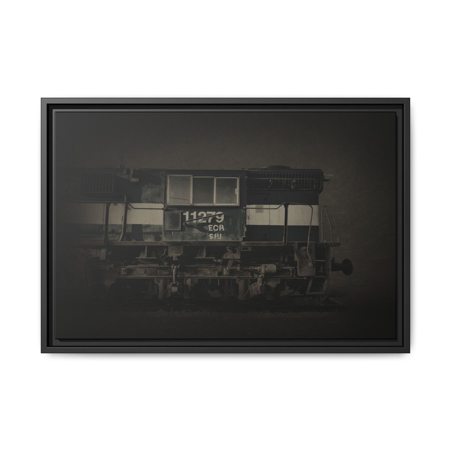 Vintage Diesel Locomotive Engine Matte Canvas Framed
