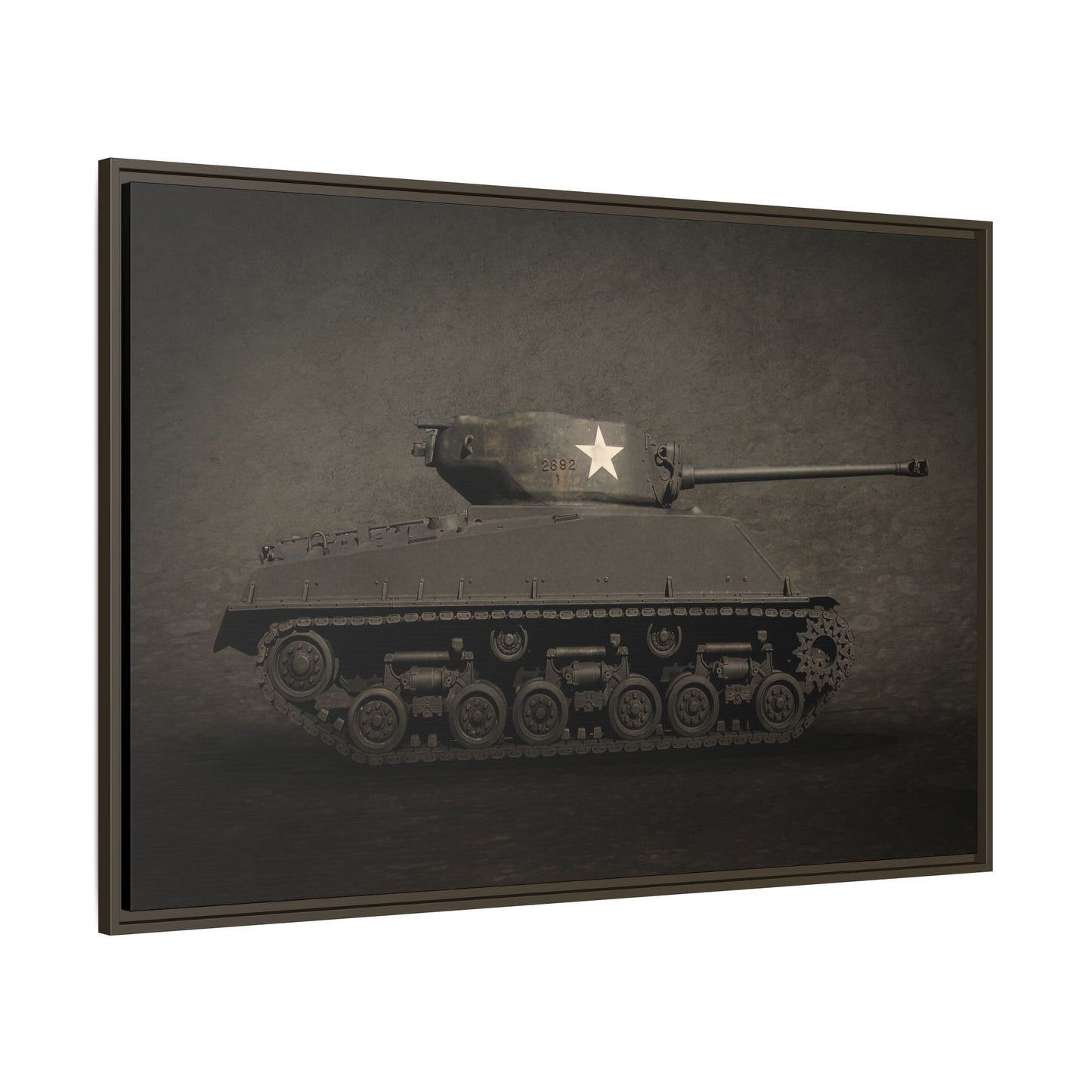 Vintage WWII  Sherman Tank, Single Star, Photo Wall Art on Framed Canvas