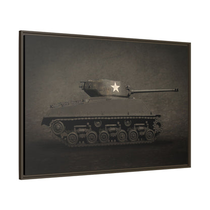 Vintage WWII  Sherman Tank, Single Star, Photo Wall Art on Framed Canvas