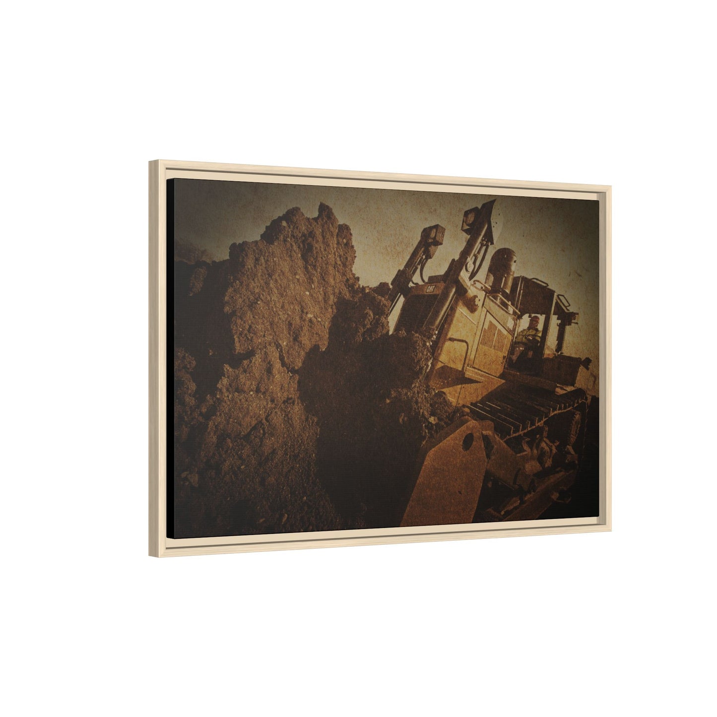 Big Dirt D8 Dozer Action| Gold | Framed | Wall Art on Stretched Canvas