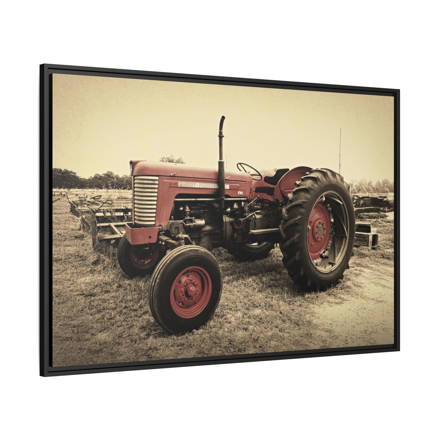 Vintage Massey MF 35 Workhorse in Field - Framed Wall Art Canvas
