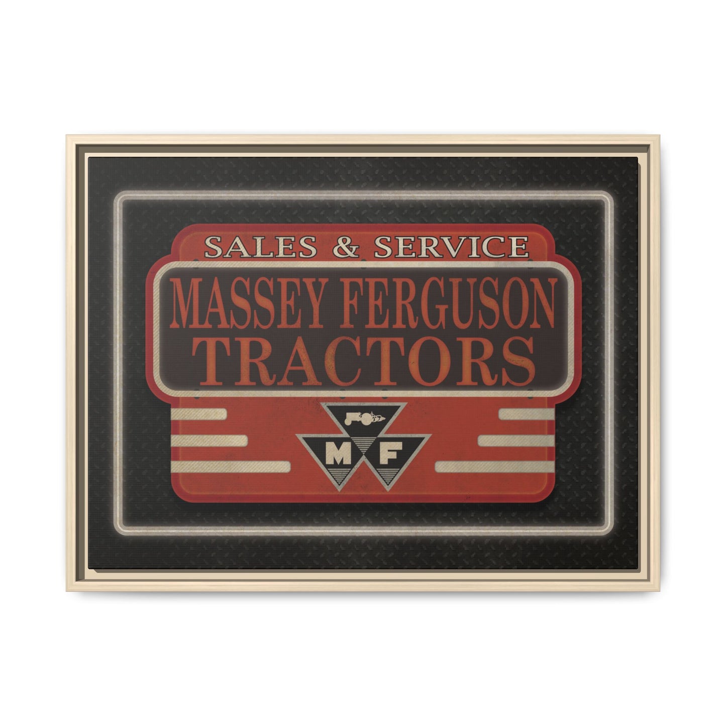 Massey Ferguson Tractors Vintage Dealership Sign Wall Art on Framed Canvasn