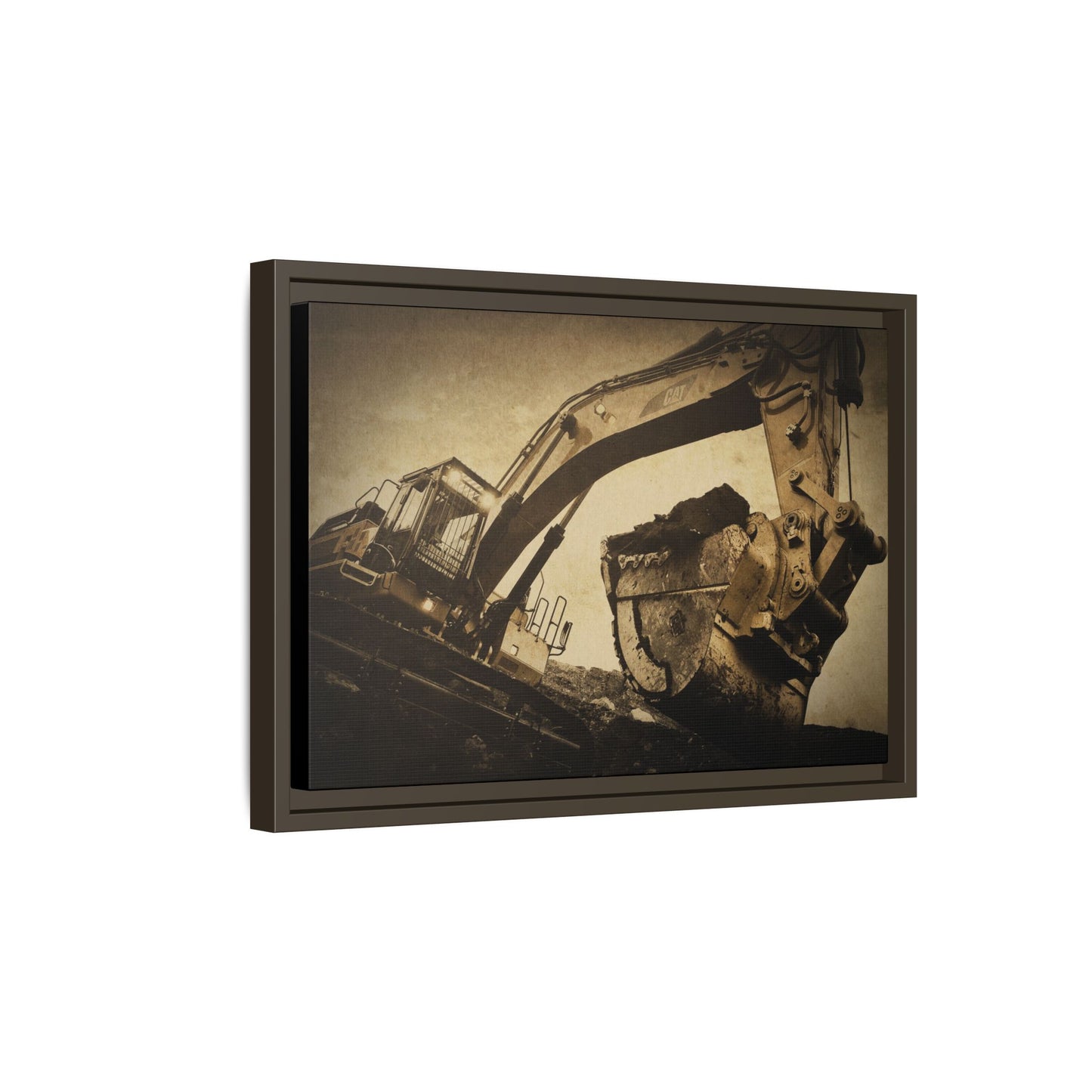 Reaching for Rocks Excavator  | Photo Art on Framed Canvas
