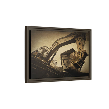 Reaching for Rocks Excavator  | Photo Art on Framed Canvas