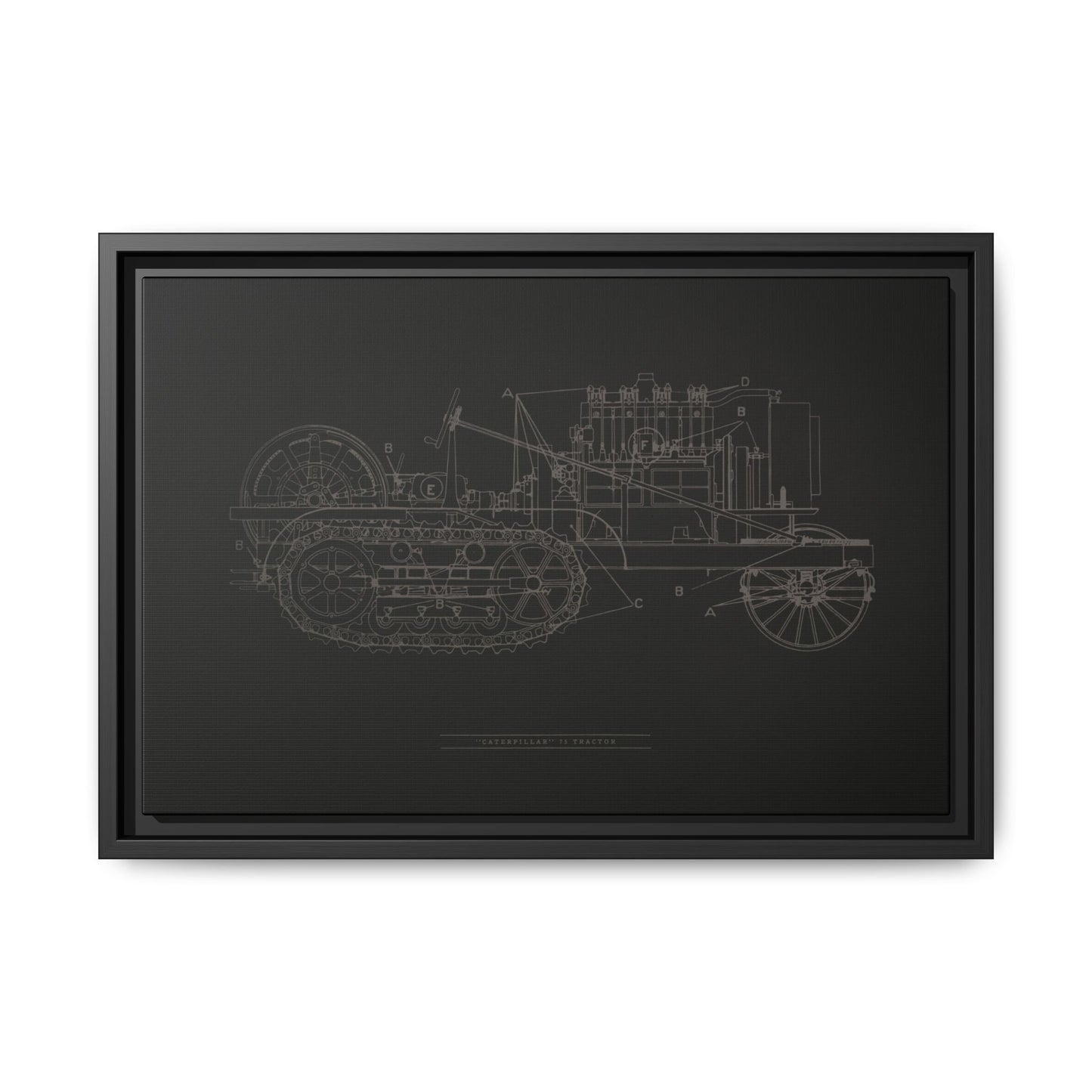 Vintage HOLT Tractor Patent Drawing Industrial Artwork | Framed Wall Art on Stretched Canvas