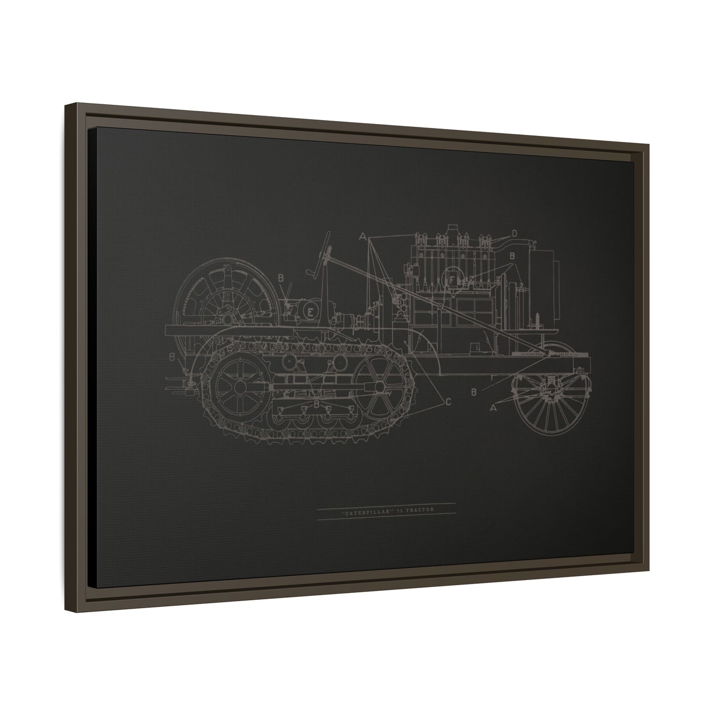 Vintage HOLT Tractor Patent Drawing Industrial Artwork | Framed Wall Art on Stretched Canvas