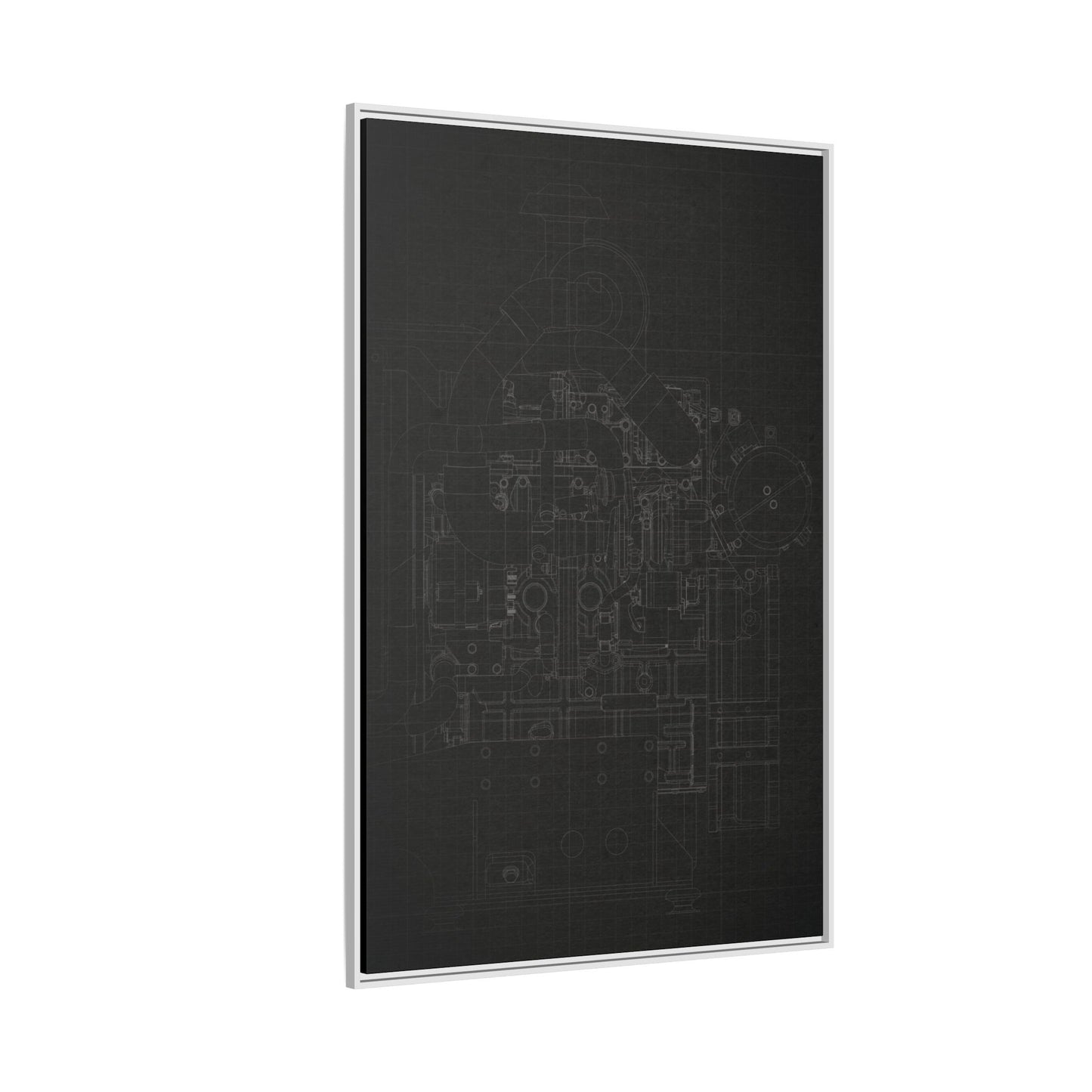 Heavy Equipment Engine Schematic Drawing – Framed Wall Art on Canvas