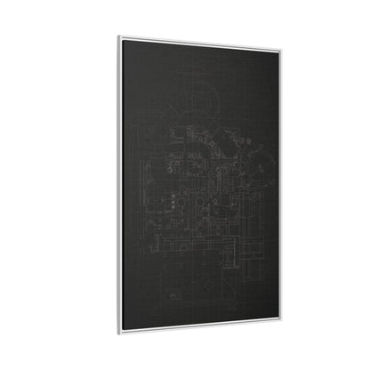 Heavy Equipment Engine Schematic Drawing – Framed Wall Art on Canvas