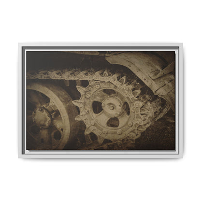 Treaded Tracks Close Up | Framed Wall Art on Stretched Canvas