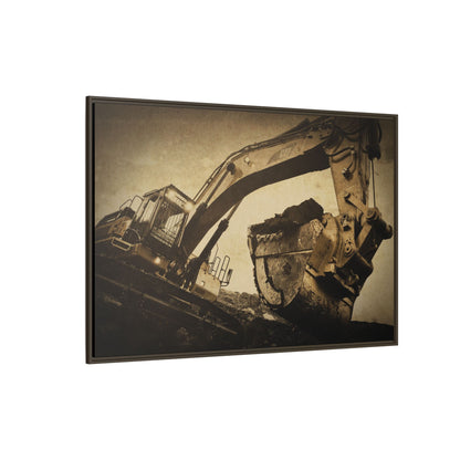 Reaching for Rocks Excavator  | Photo Art on Framed Canvas