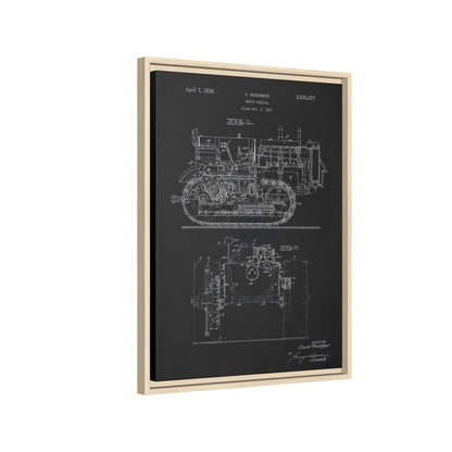 Vintage Dozer Rudiger Patent Drawing, Framed Wall Art on Canvas