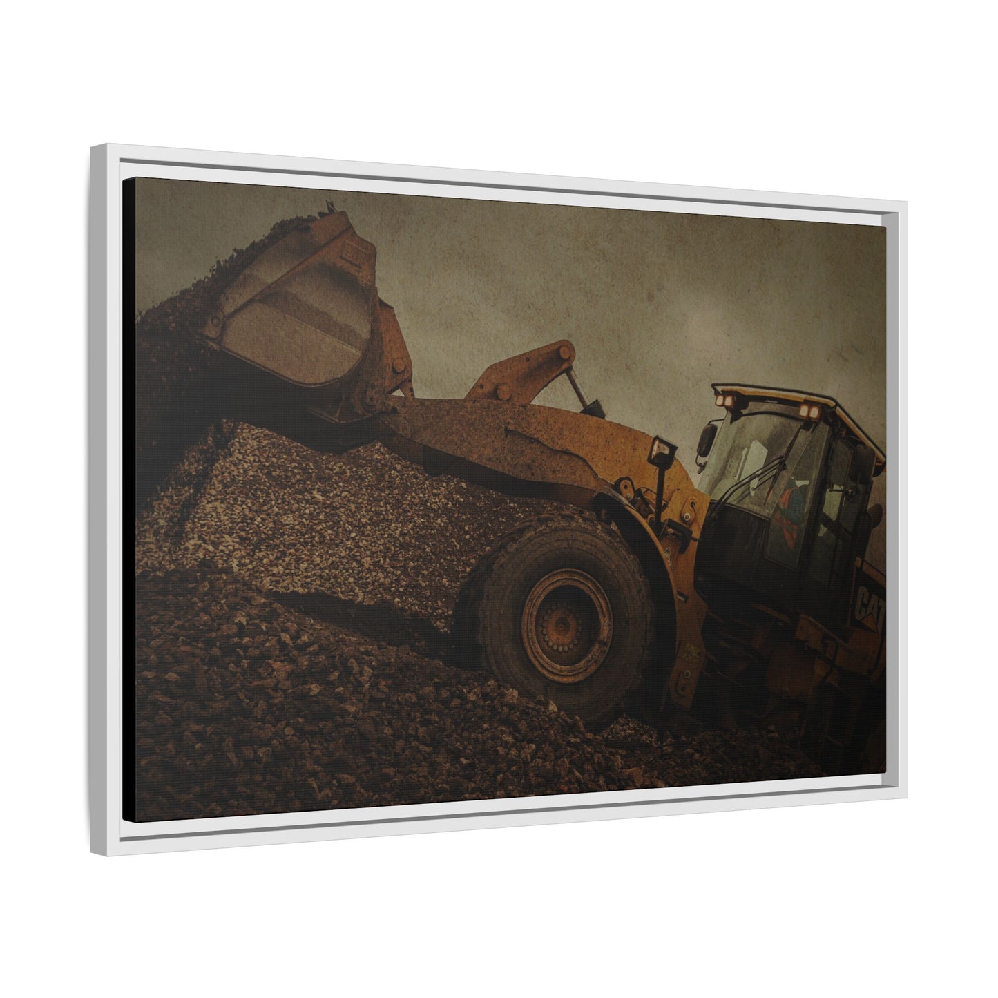 960 Wheel Loader Action| Framed Wall Art on Stretched Canvas