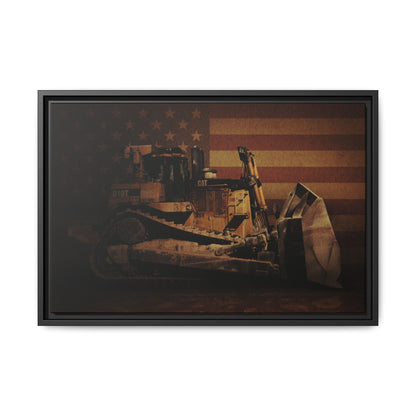 Patriotic D10T Classic Dozer | Framed Wall Art on Stretched Canvas