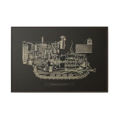 Vintage D4Tractor Crawler Cutaway Drawing | Framed Wall Art on Canvas