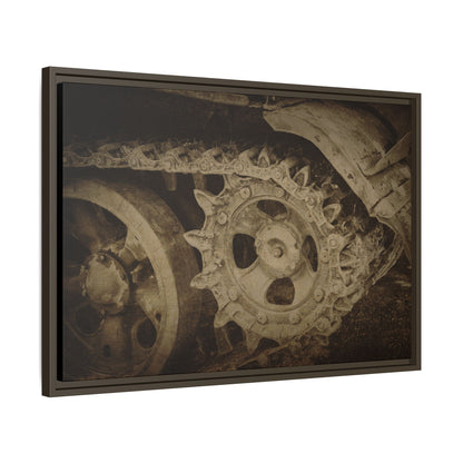 Treaded Tracks Close Up | Framed Wall Art on Stretched Canvas