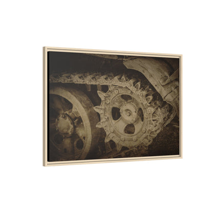 Treaded Tracks Close Up | Framed Wall Art on Stretched Canvas