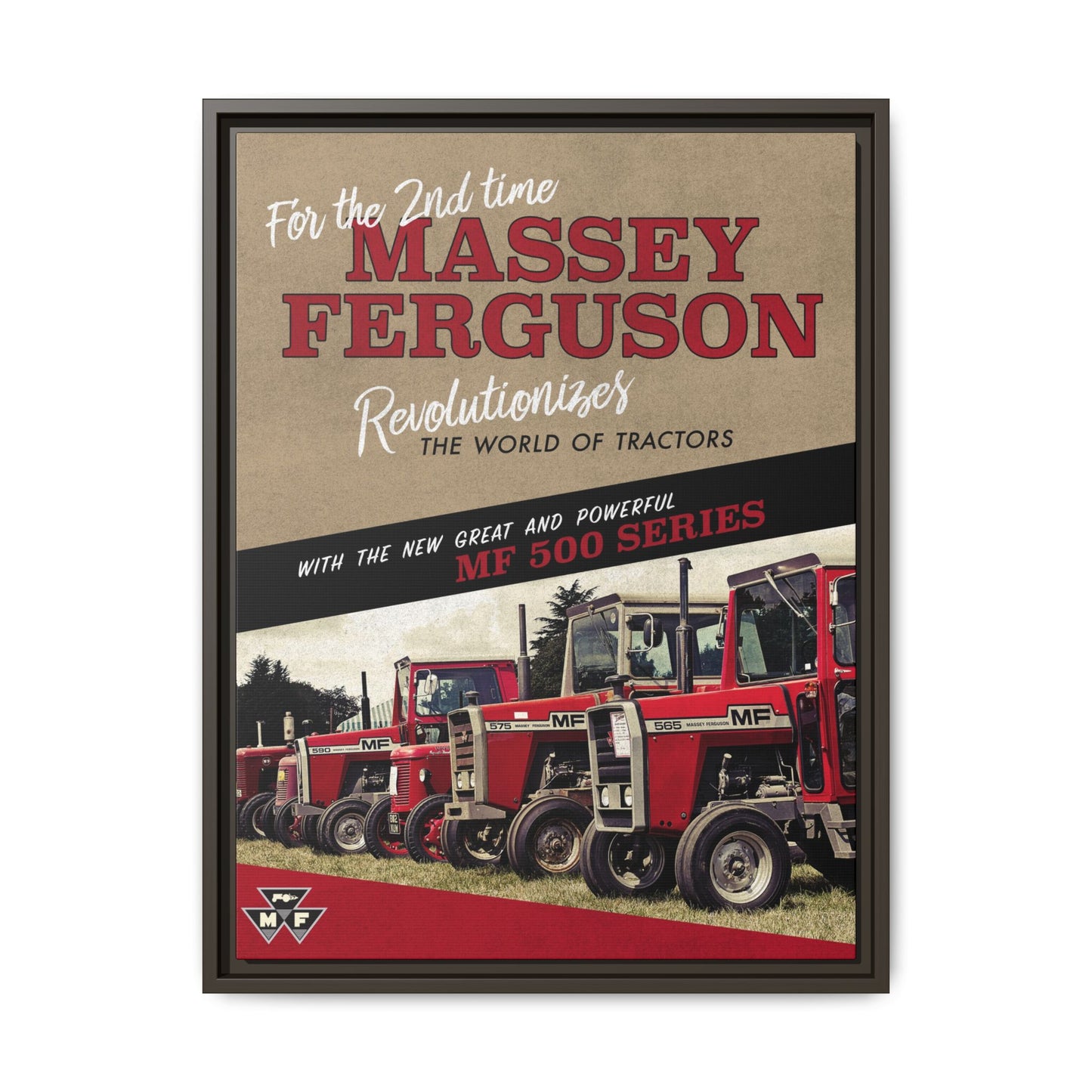 Massey Ferguson MF500 Revolution Vintage Advertisement  Framed Wall Art on Canvas | Vintage Farm Sign
