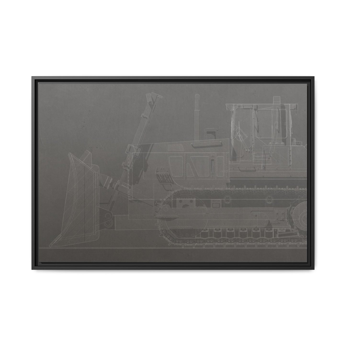 D2 Dozer Side View Technical Drawing | Framed Photo Wall Art on Canvas