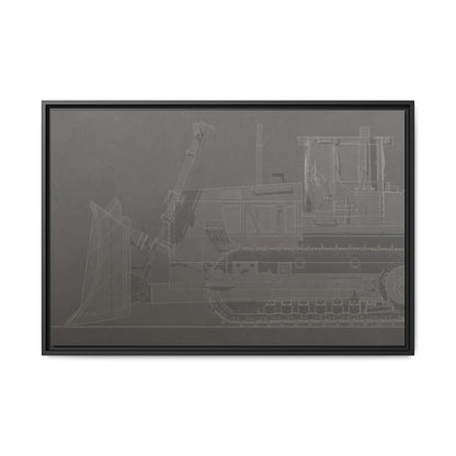 D2 Dozer Side View Technical Drawing | Framed Photo Wall Art on Canvas