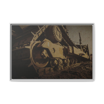 D8 Dramatic Dozer Track | Gold |  Framed Wall art on Stretched Canvas