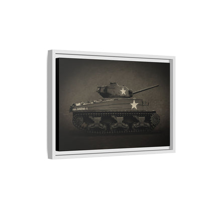 Vintage WWII  Sherman Tank, Double Star, Photo Wall Art on Framed Canvas