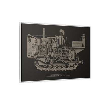 Vintage Caterpillar D2 Cutaway Drawing | Framed Wall Art on Stretched Canvas