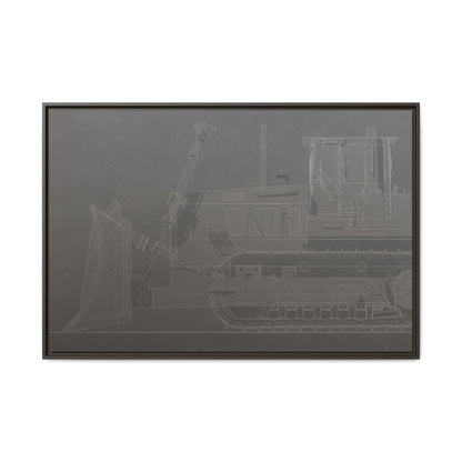D2 Dozer Side View Technical Drawing | Framed Photo Wall Art on Canvas