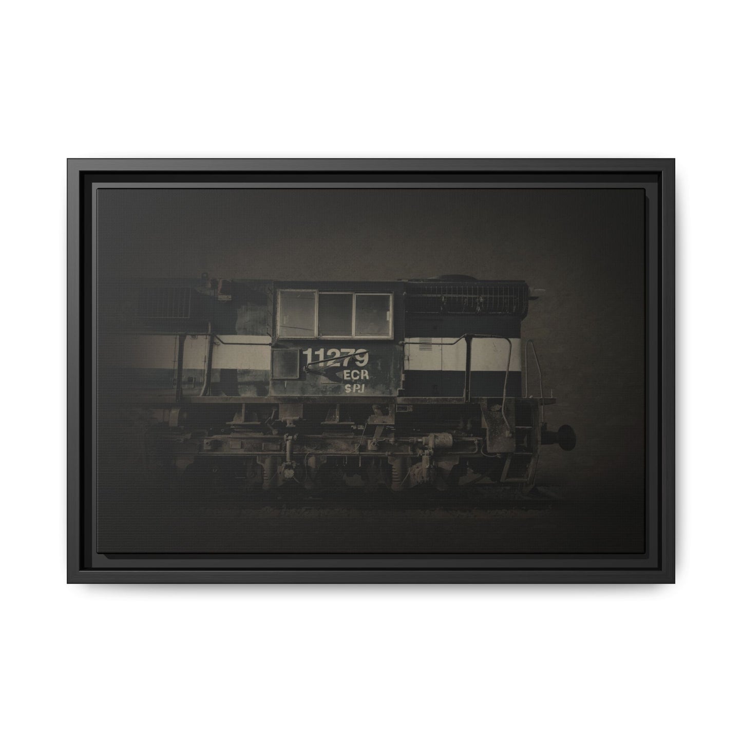 Vintage Diesel Locomotive Engine Matte Canvas Framed