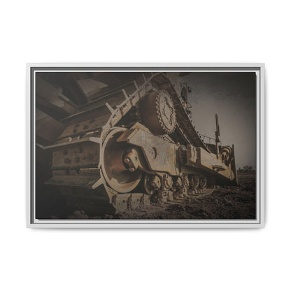 D8 Dramatic Dozer Track | Dark Gray |  Framed Wall art on Stretched Canvas