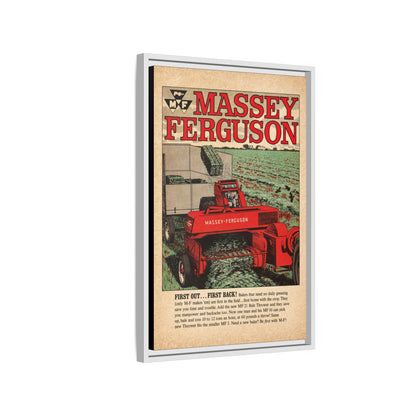 Massey Ferguson Tractor Poster Matte Canvas Framed | Vintage Farm Machinery Print