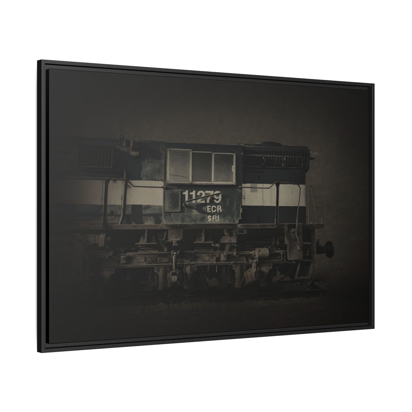 Vintage Diesel Locomotive Engine Matte Canvas Framed