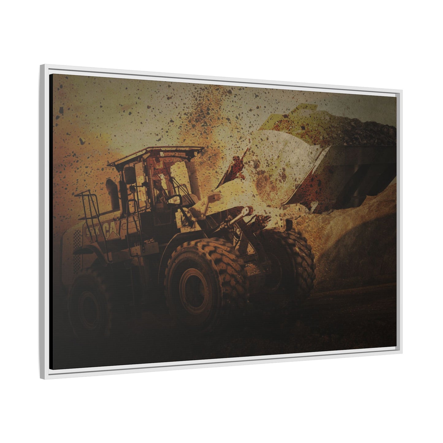 960K Dramatic Loader Action | Framed Wall Art on Stretched Canvas