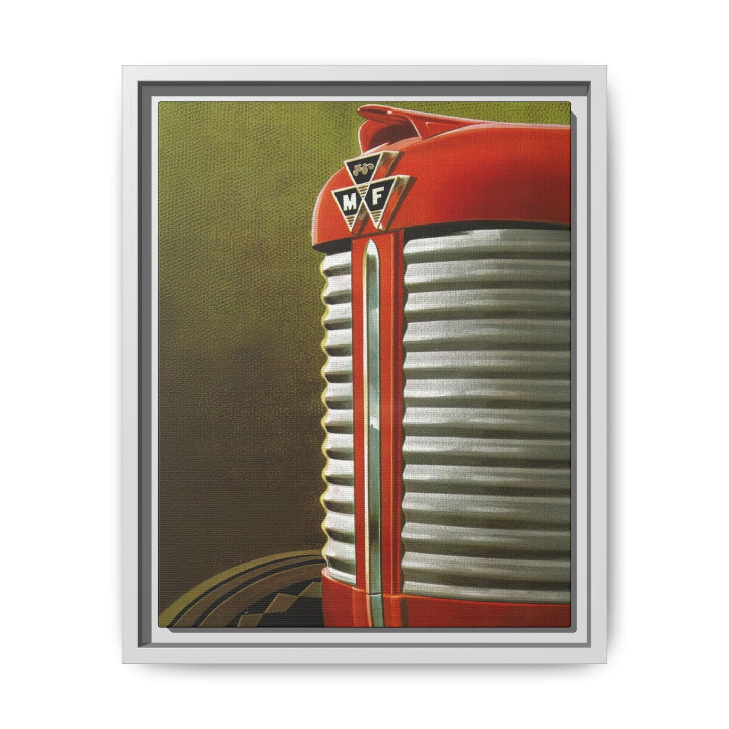 Vintage Red Tractor Grill Matte Canvas Framed | Farm Machinery Wall Art