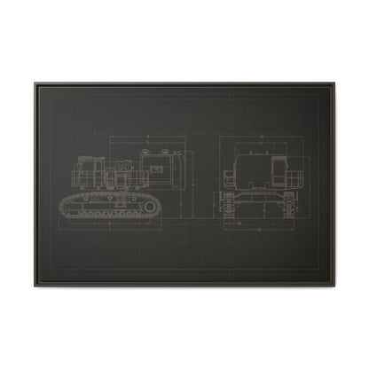 601 Excavator Drawing, Framed Wall Art on Canvas