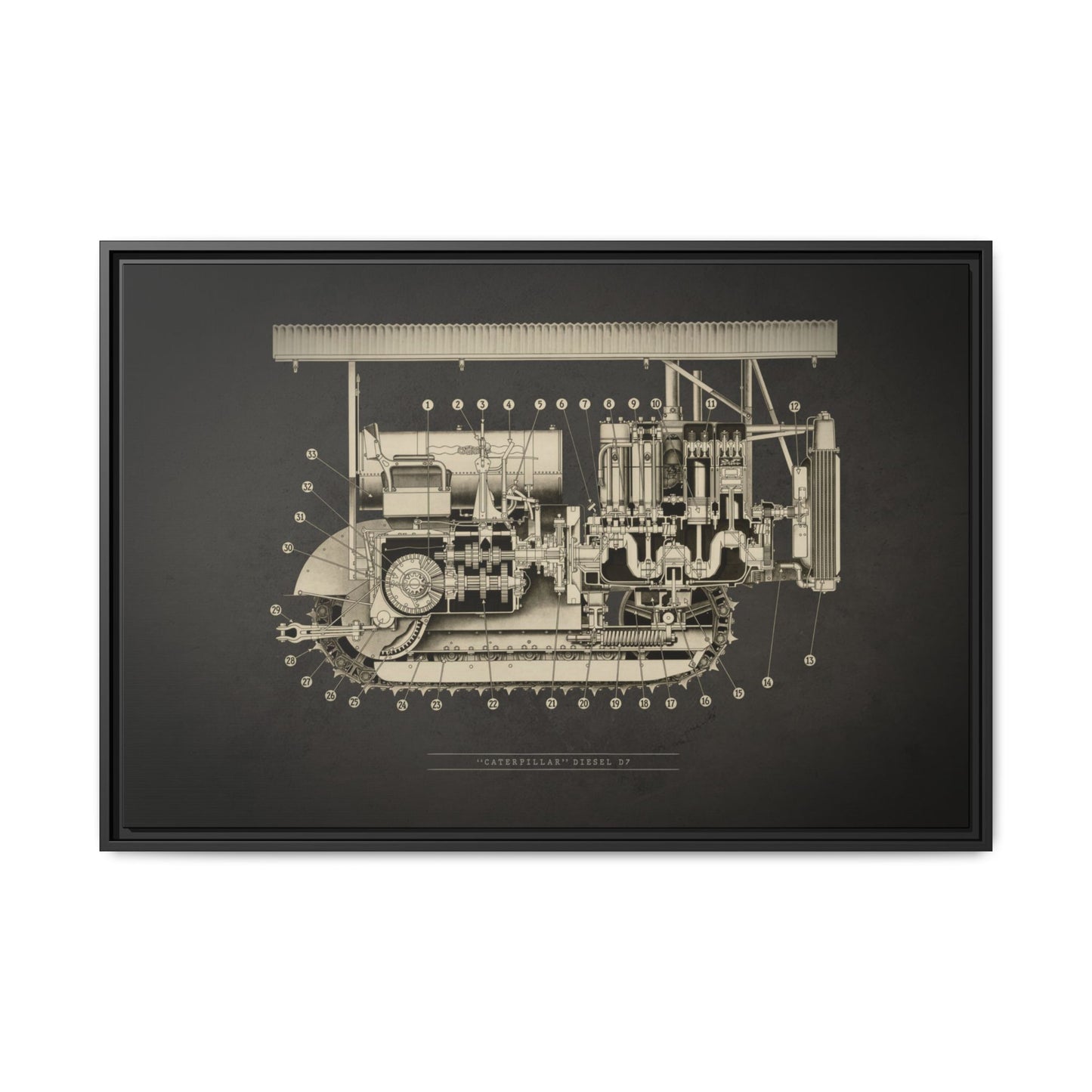 Vintage D7 Crawler Cutaway | Framed Wall Art on Matte Canvas