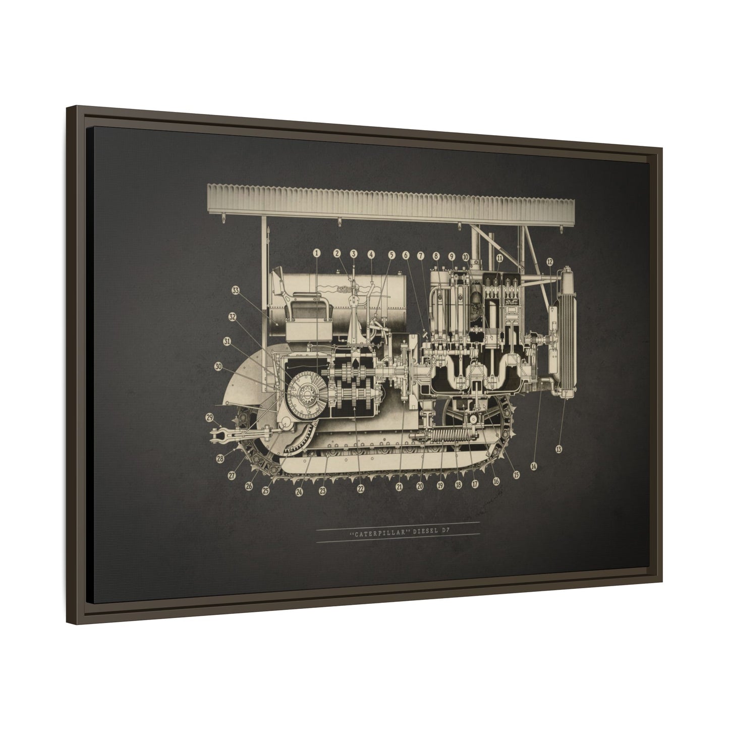 Vintage D7 Crawler Cutaway | Framed Wall Art on Matte Canvas