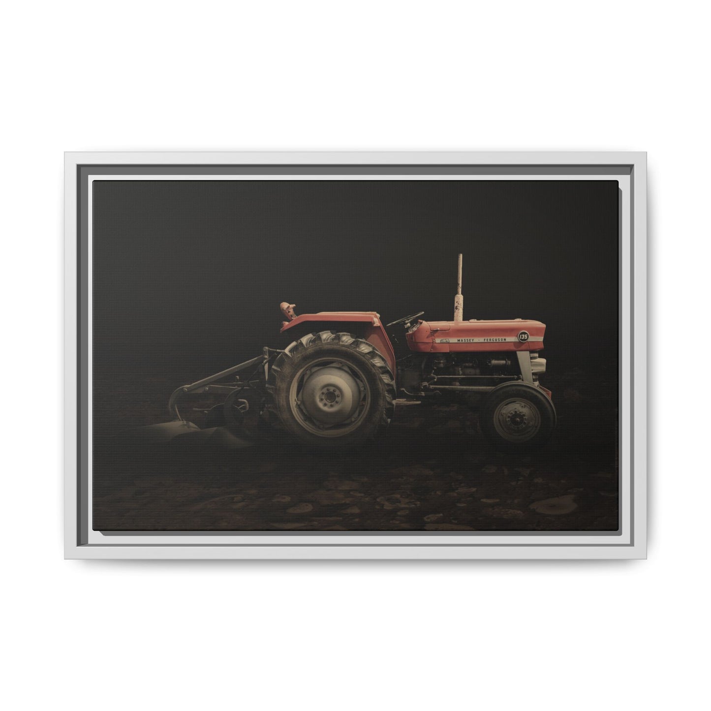 Vintage Massey 135 with Plow Photo Wall Art on Canvas