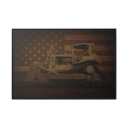 Patriotic D8N Classic Dozer | Framed Wall Art on Stretched Canvas