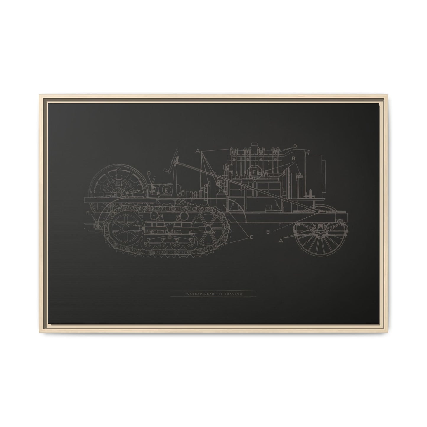 Vintage HOLT Tractor Patent Drawing Industrial Artwork | Framed Wall Art on Stretched Canvas