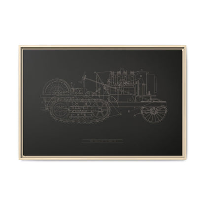 Vintage HOLT Tractor Patent Drawing Industrial Artwork | Framed Wall Art on Stretched Canvas