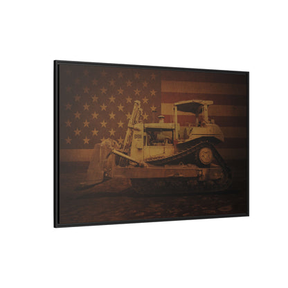 Patriotic D8N Classic Dozer | Framed Wall Art on Stretched Canvas