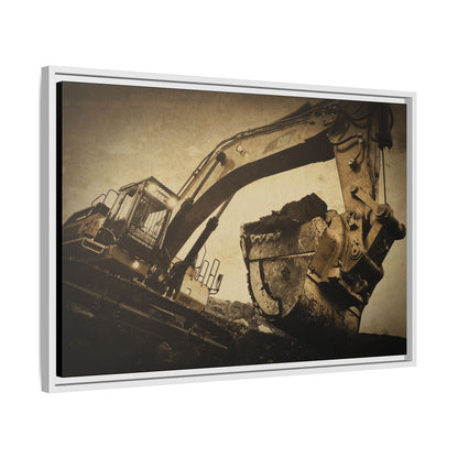 Reaching for Rocks Excavator  | Photo Art on Framed Canvas
