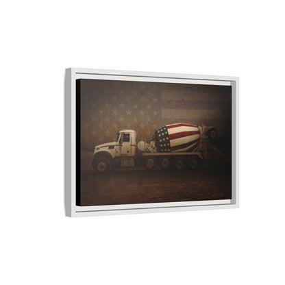 Patriotic Concrete Truck| Framed Wall Art on Stretched Canvas