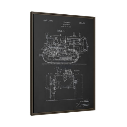 Vintage Dozer Rudiger Patent Drawing, Framed Wall Art on Canvas