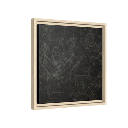Engine Schematic Drawing Front View - Industrial Art - Framed on Canvas