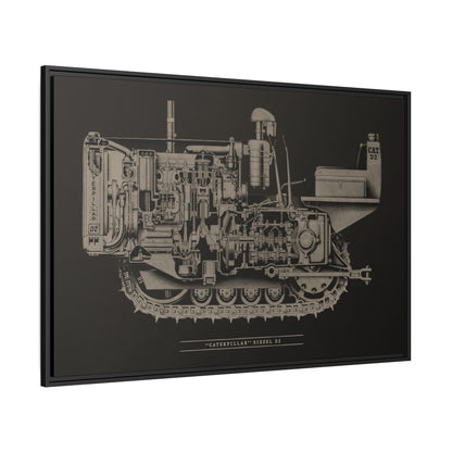 Vintage Caterpillar D2 Cutaway Drawing | Framed Wall Art on Stretched Canvas