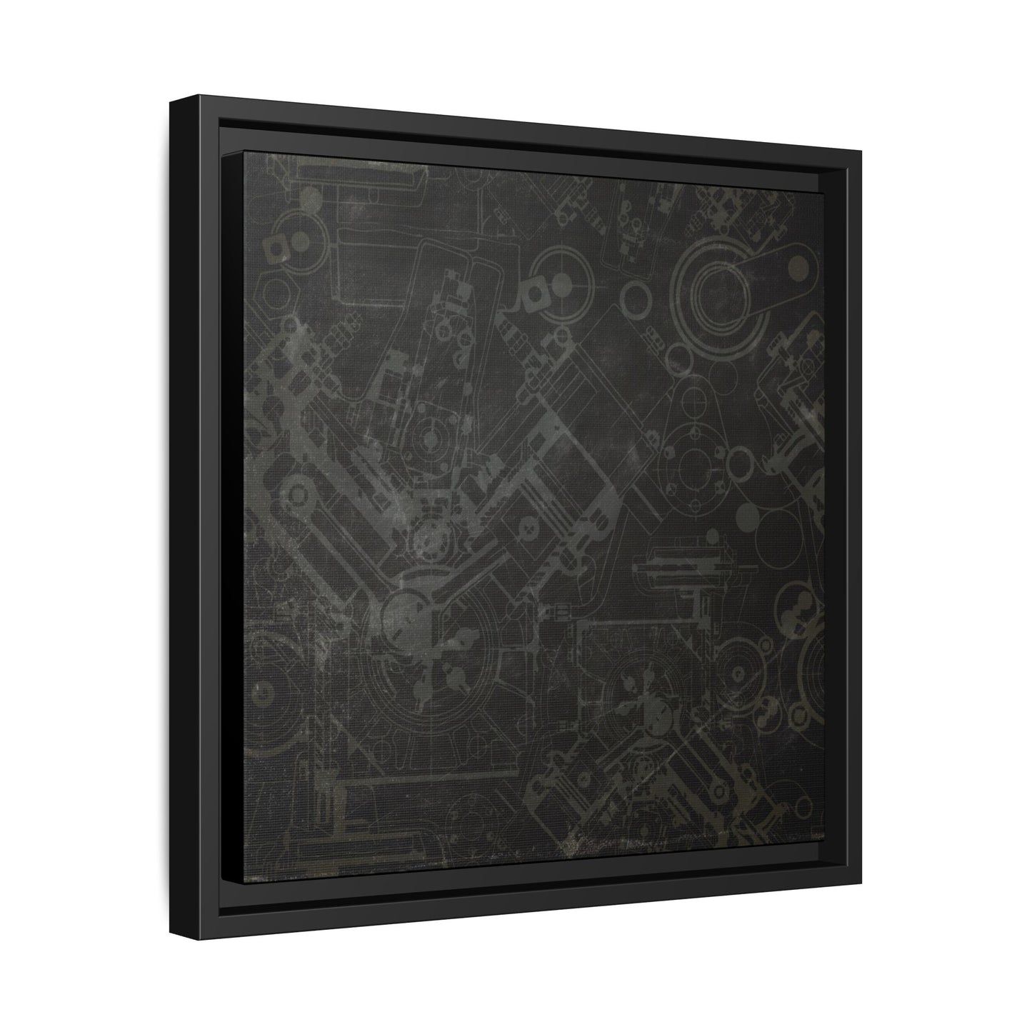 Engine Schematic Drawing Front View - Industrial Art - Framed on Canvas
